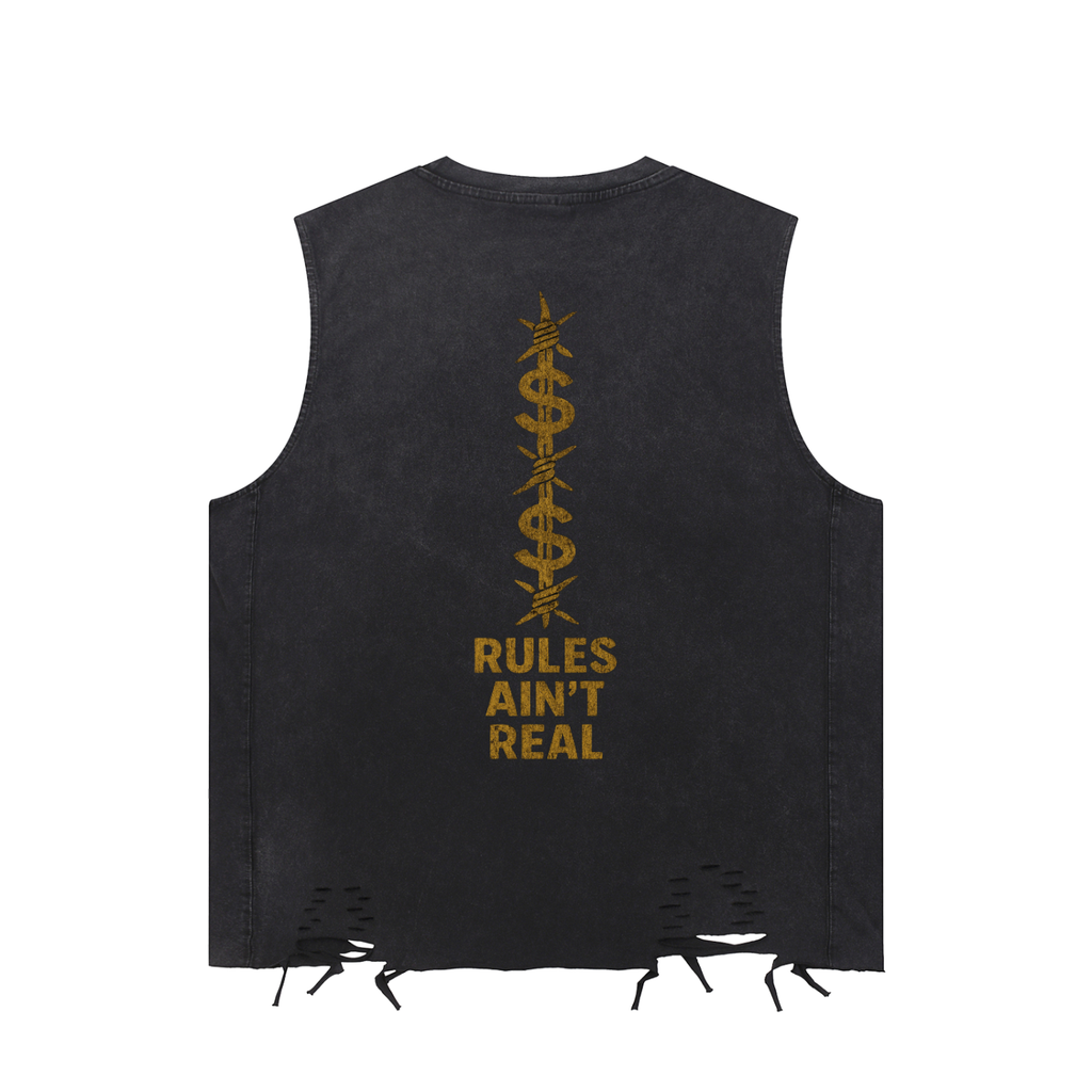 Risk Rich Snow Washed Raw-Hem Tank Top