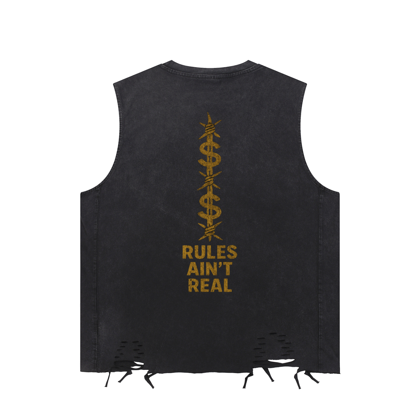 Risk Rich Snow Washed Raw-Hem Tank Top