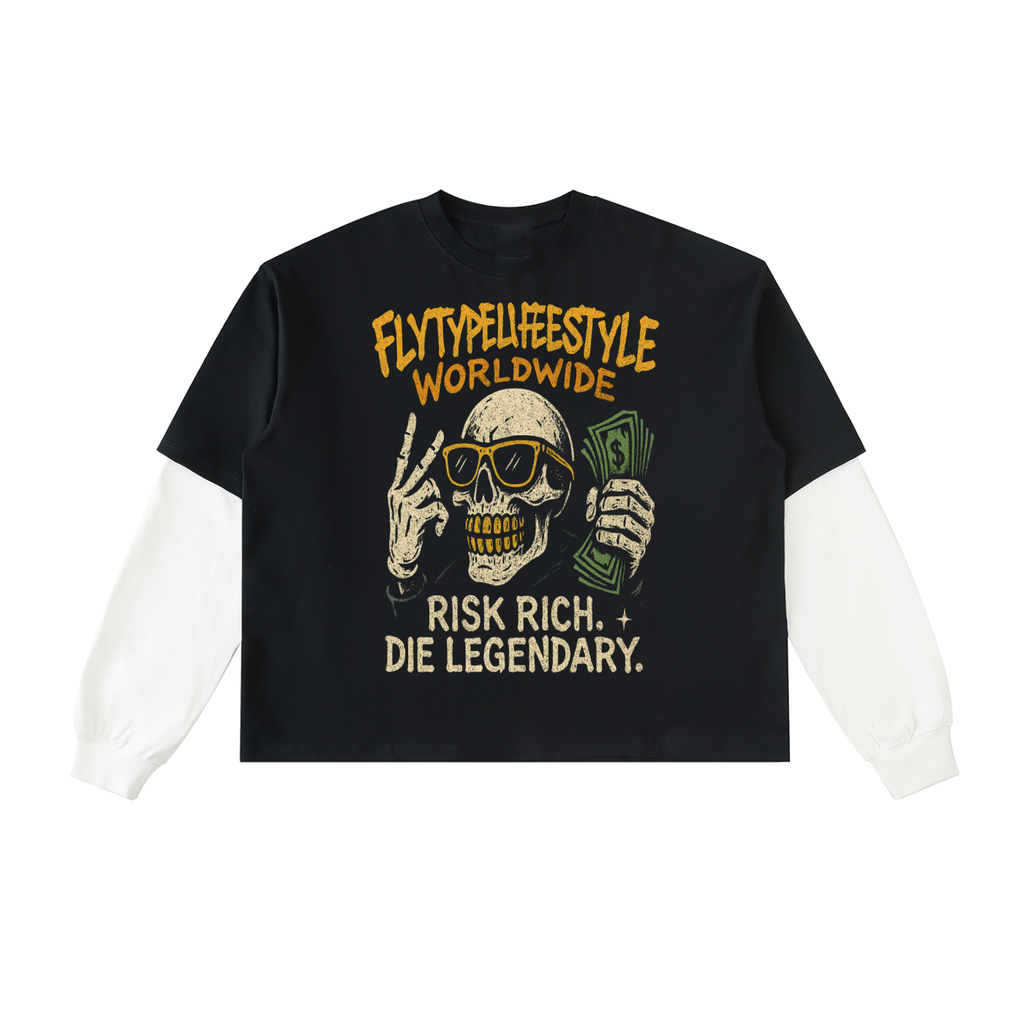 Layered Contrast Sleeve Cotton T-Shirt