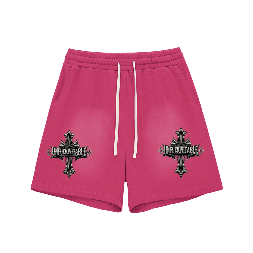 Sun Fade Raw Edge Cotton Shorts