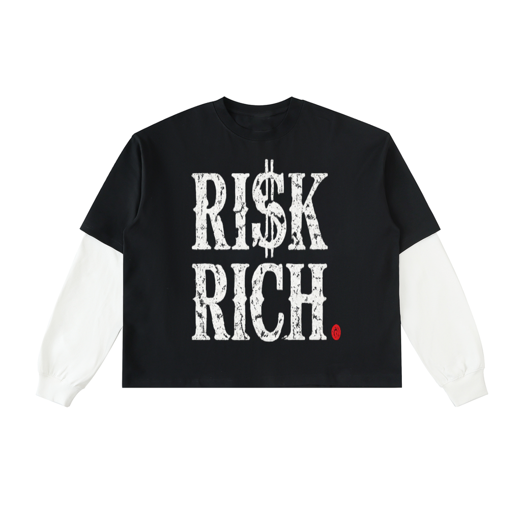 Layered Contrast Sleeve Cotton T-Shirt