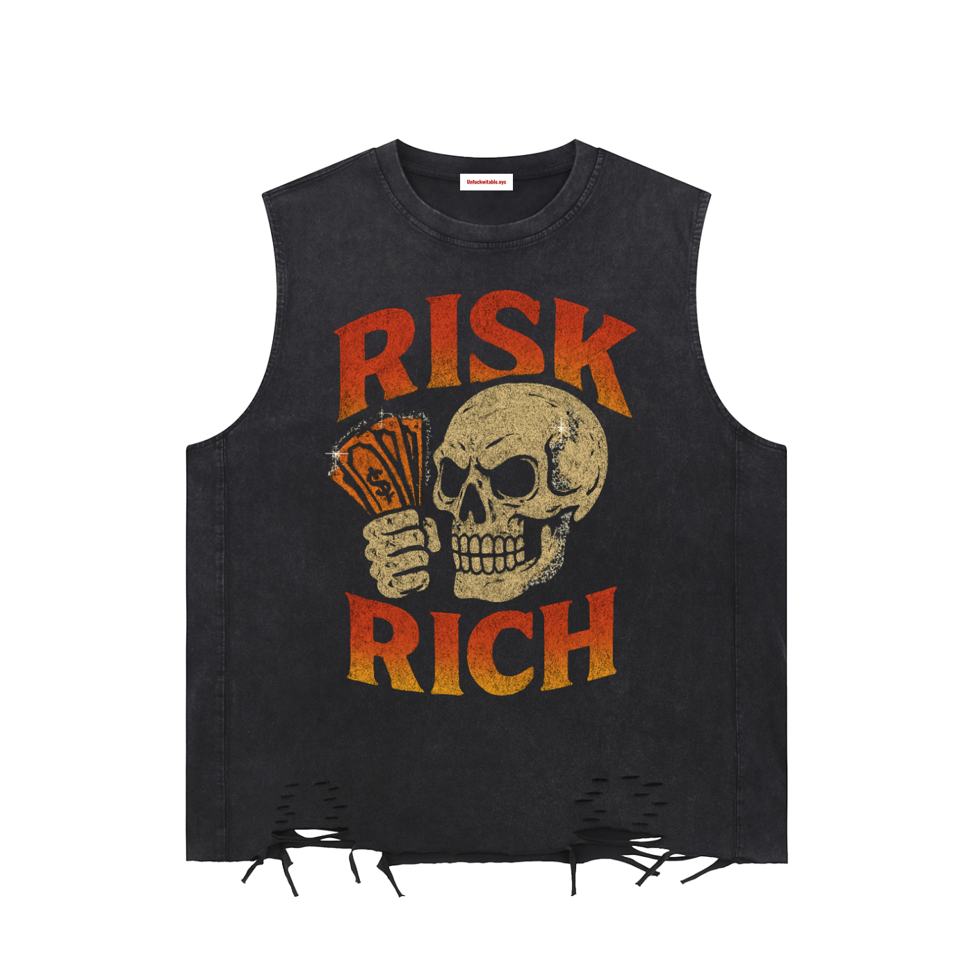 Risk Rich Snow Washed Raw-Hem Tank Top