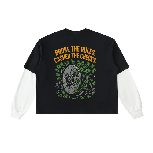 Layered Contrast Sleeve Cotton T-Shirt