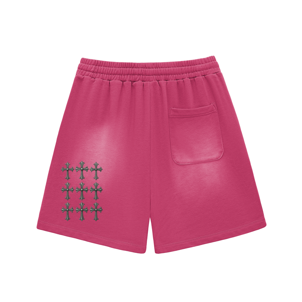 Sun Fade Raw Edge Cotton Shorts